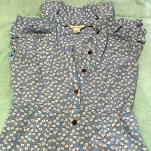 Ruffle sleeve button down mid length dress with 2 side pockets size M